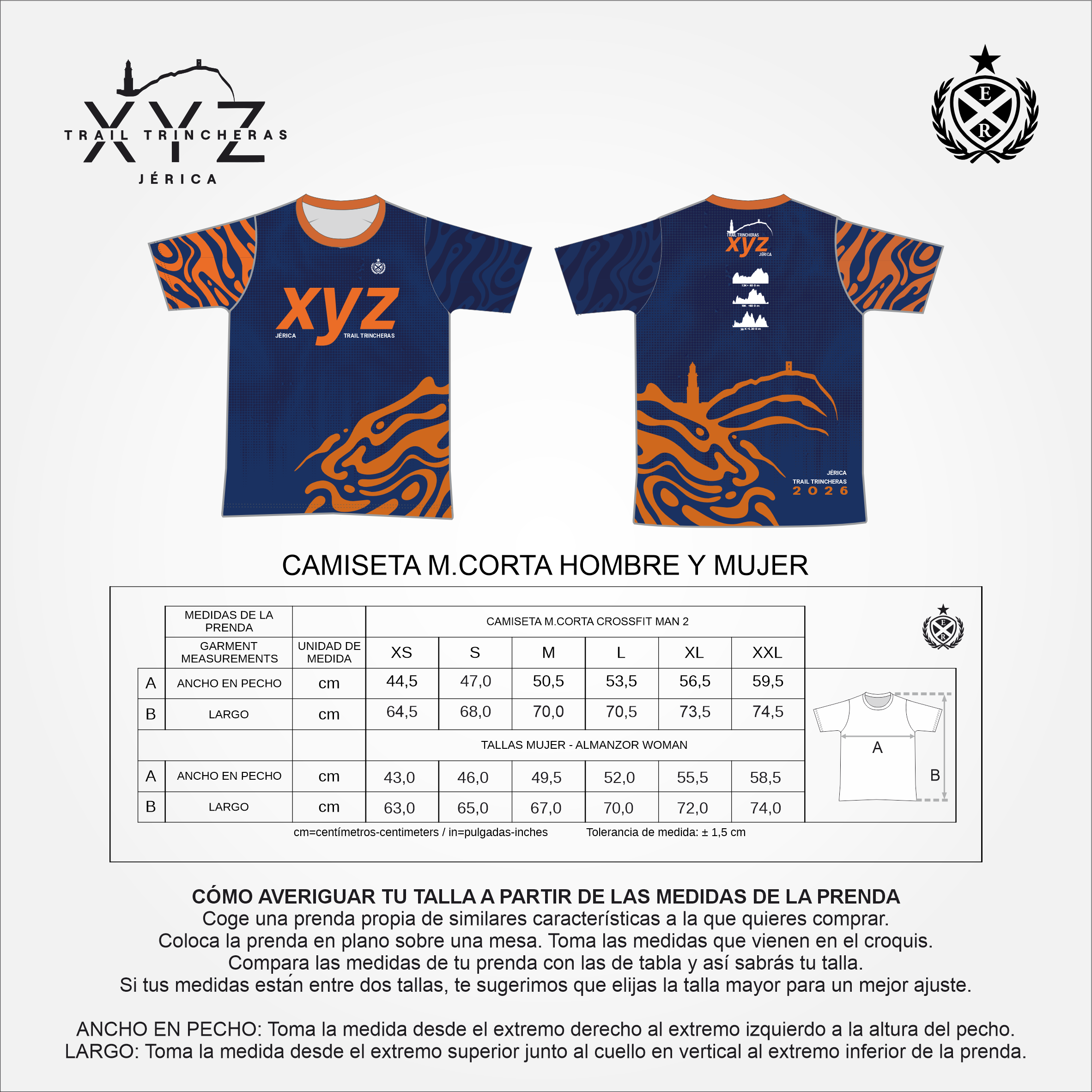 Trail Trincheras 2026: camiseta tecnica medidas