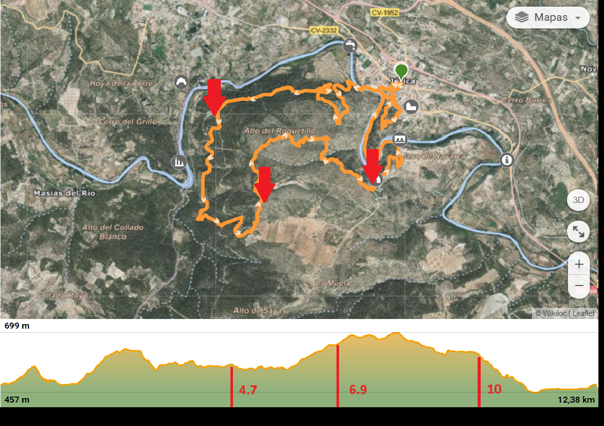 Mapa y perfil de elevación del recorrido X del Trail Trincheras XYZ 2026